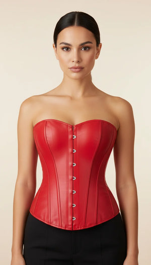 Corset Bustier Similicuir Rouge