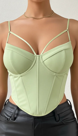Corset Bustier Structuré Vert Pistache - Vue face