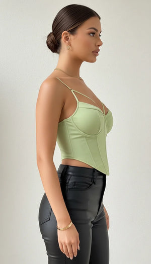 Corset Bustier Structuré Vert Pistache - Vue profil