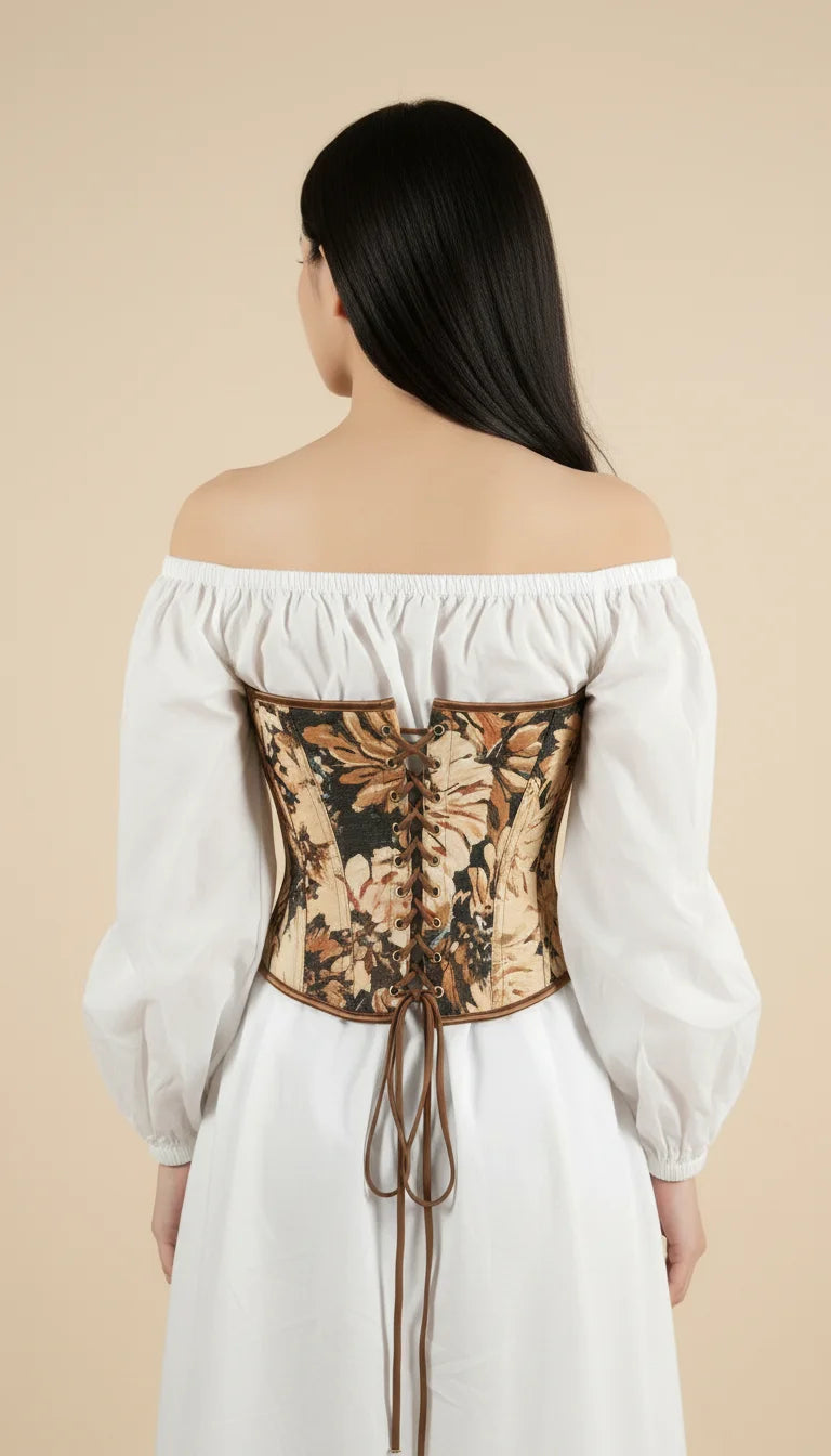 Corset Bustier Tapisserie Fleurie - Vue dos