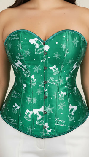 Corset Bustier Vert Noël Satiné - Vue face