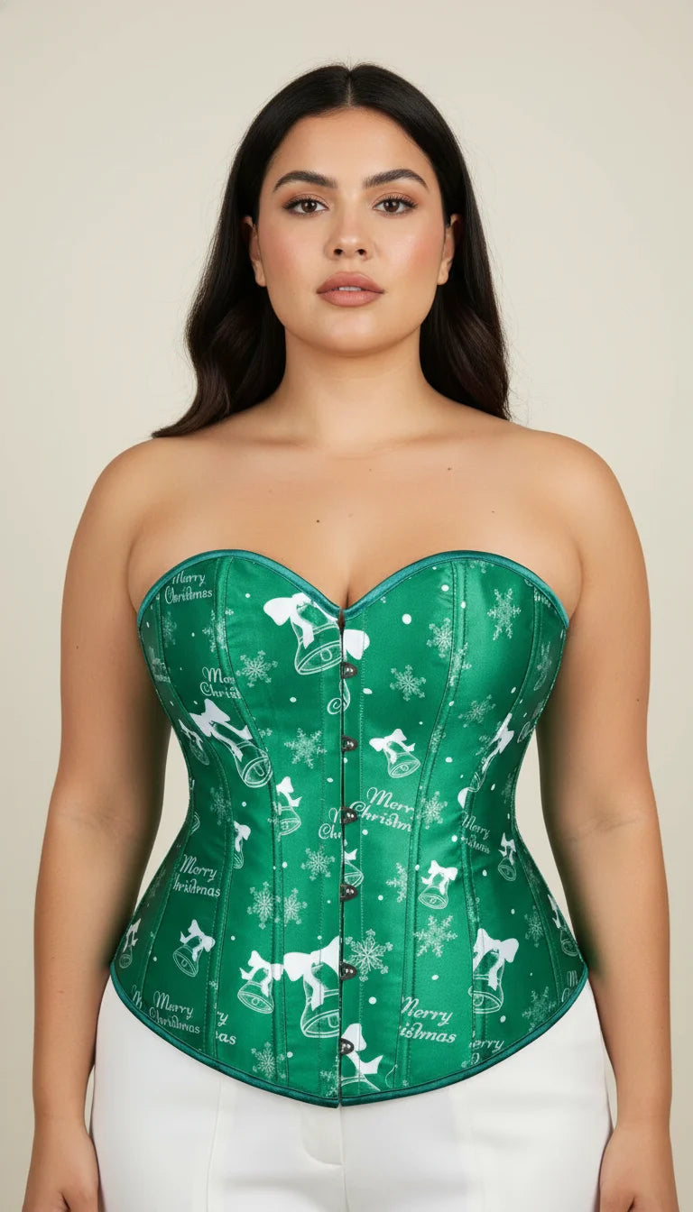 Corset Bustier Vert Noël Satiné - Vue principale
