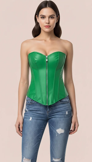 Corset Bustier Vert Vif Similicuir - Vue principale