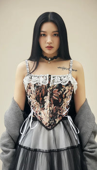 Corset Bustier Vintage Jacquard Floral