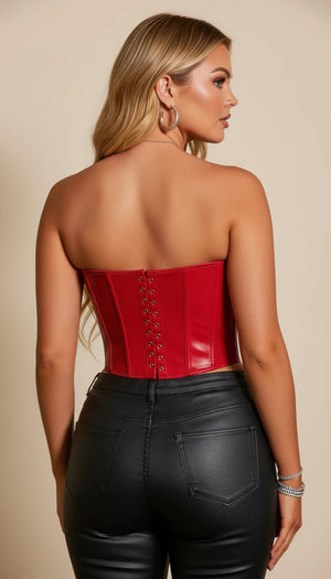 Corset Bustier Vinyle Rouge - Vue dos
