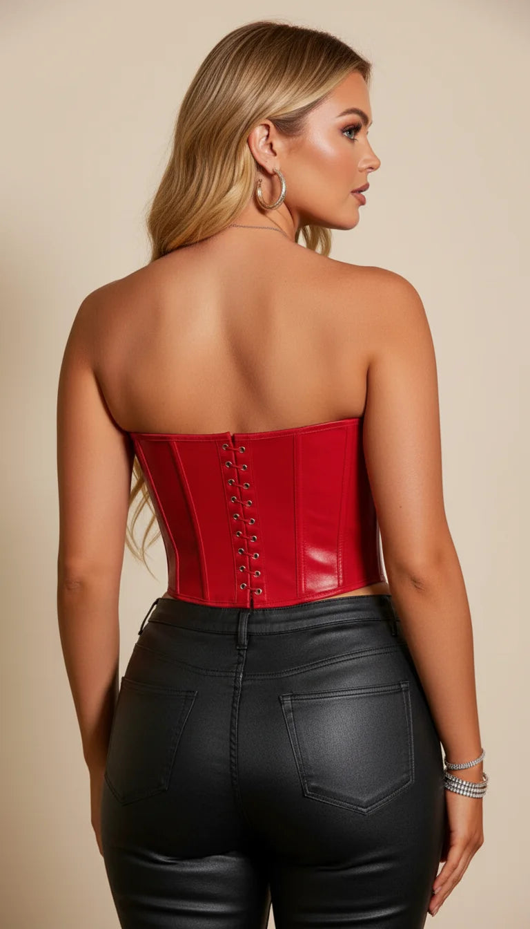 Corset Bustier Vinyle Rouge - Vue dos