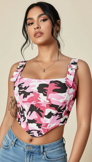 Corset Camouflage Rose Bretelles - Vue principale
