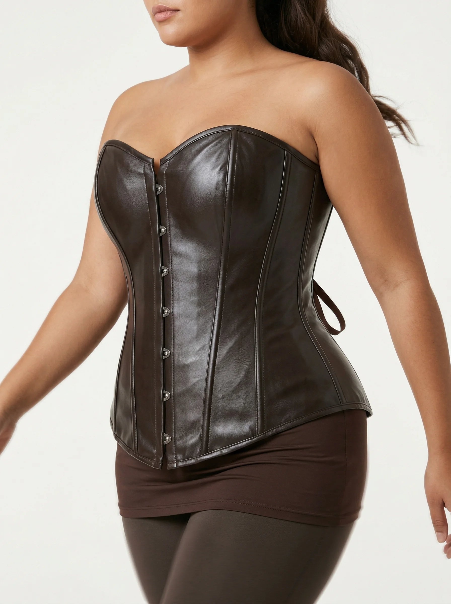 Corset Cuir Grande Taille - Vue mouvement (curvy)