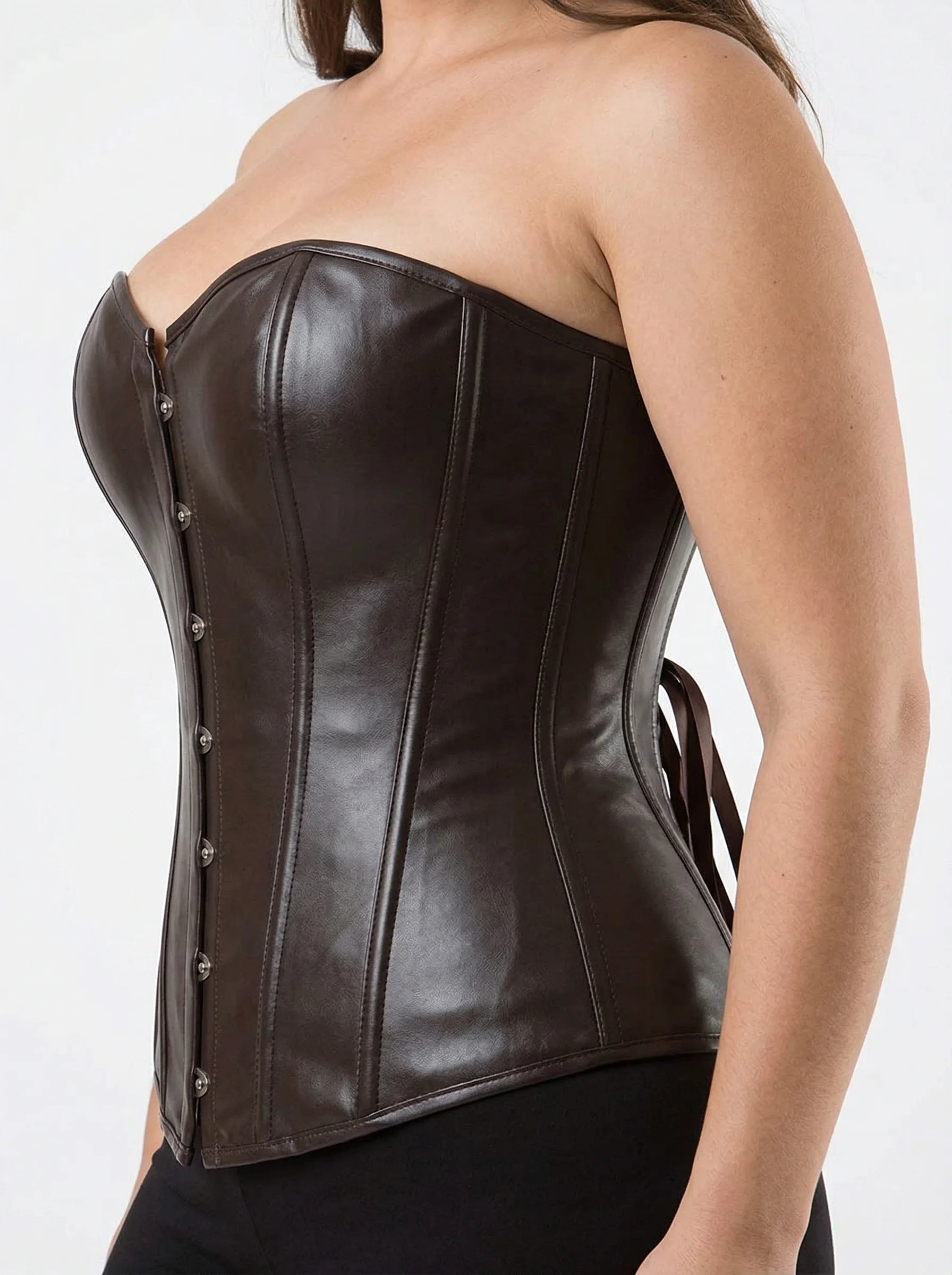 Corset Cuir Grande Taille - Vue profil (curvy)