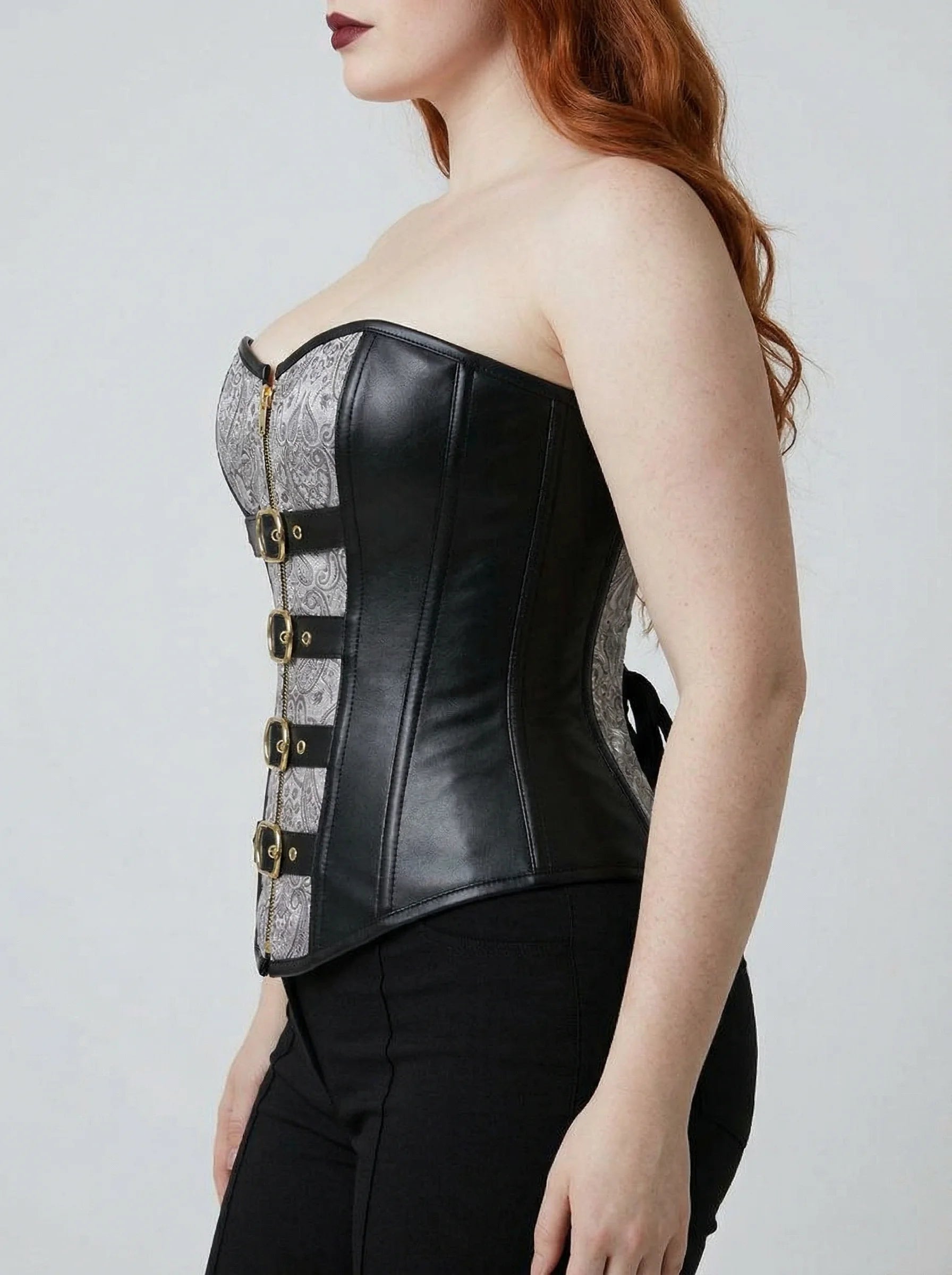Corset Cuir Lacet - Vue profil (curvy)