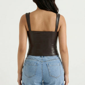 Corset Cuir Marron - Vue dos (plus-size)