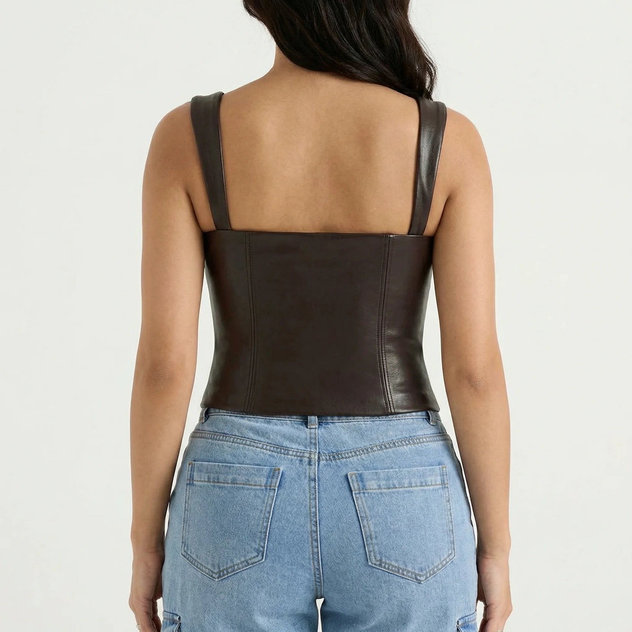 Corset Cuir Marron - Vue dos (plus-size)