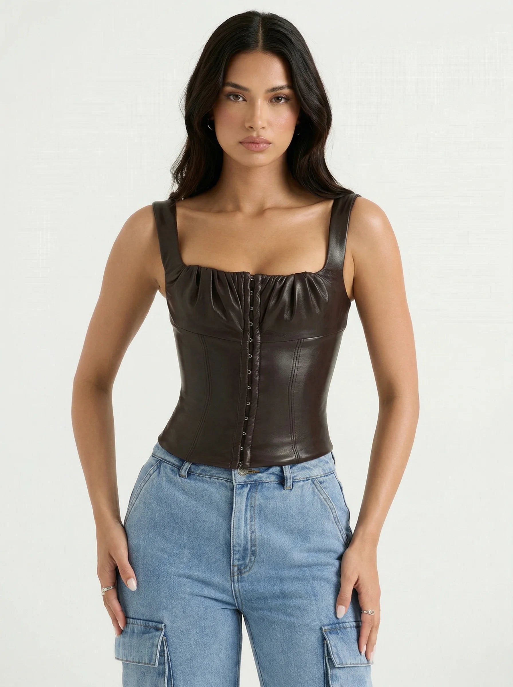 Corset Cuir Marron