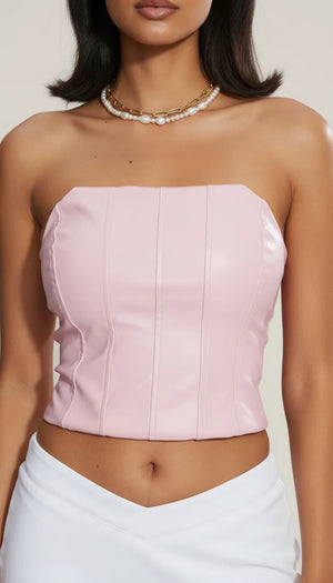 Corset Cuir Rose