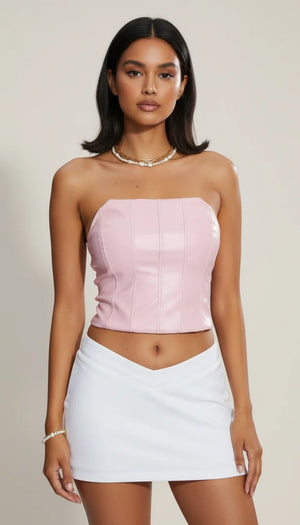 Corset Cuir Rose - Vue principale