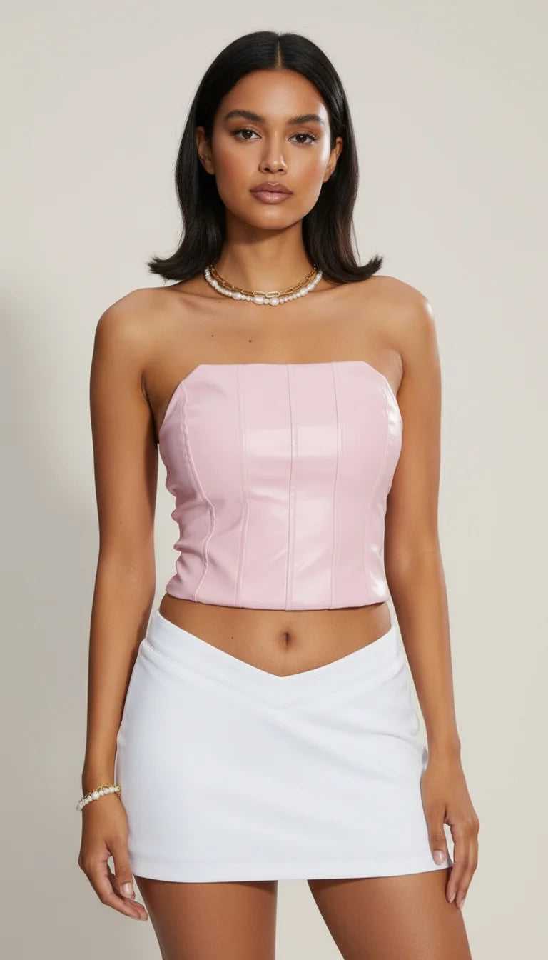 Corset Cuir Rose - Vue principale
