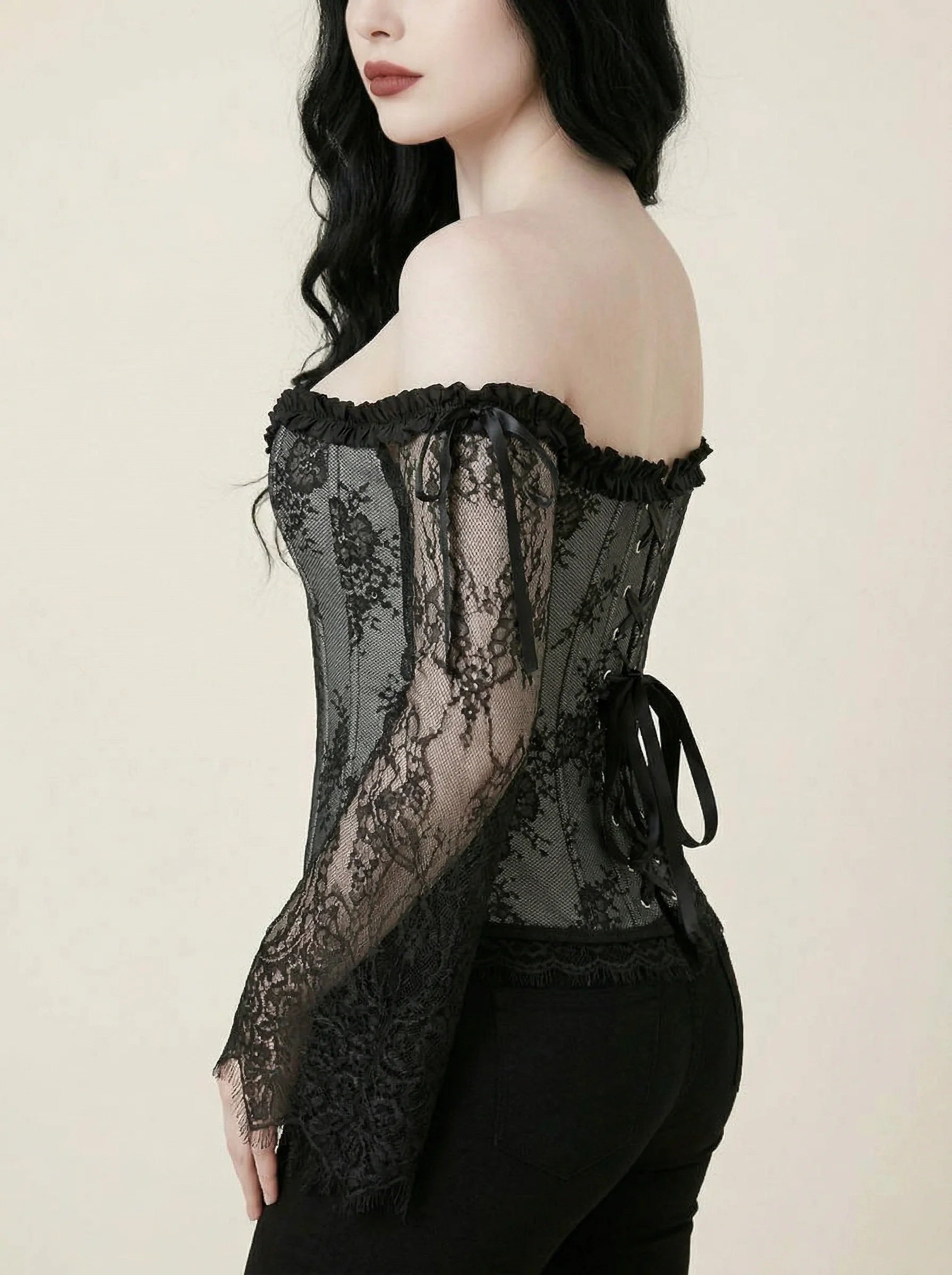 Corset Manche Dentelle - Vue profil (moyenne)