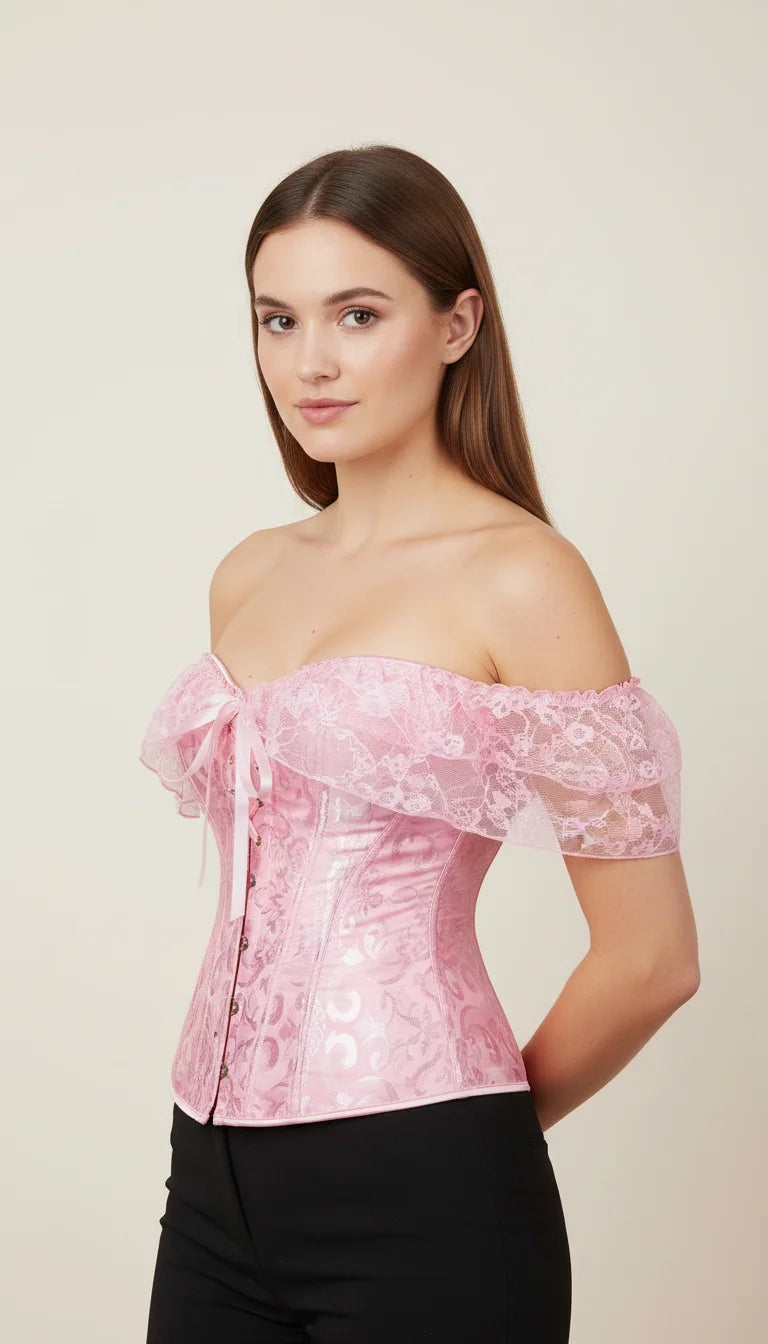 Corset Dentelle Rose - Vue principale