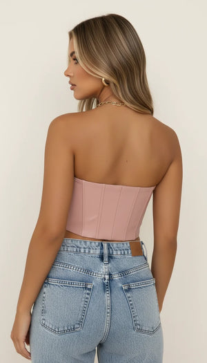 Corset élégant Rose en Cuir