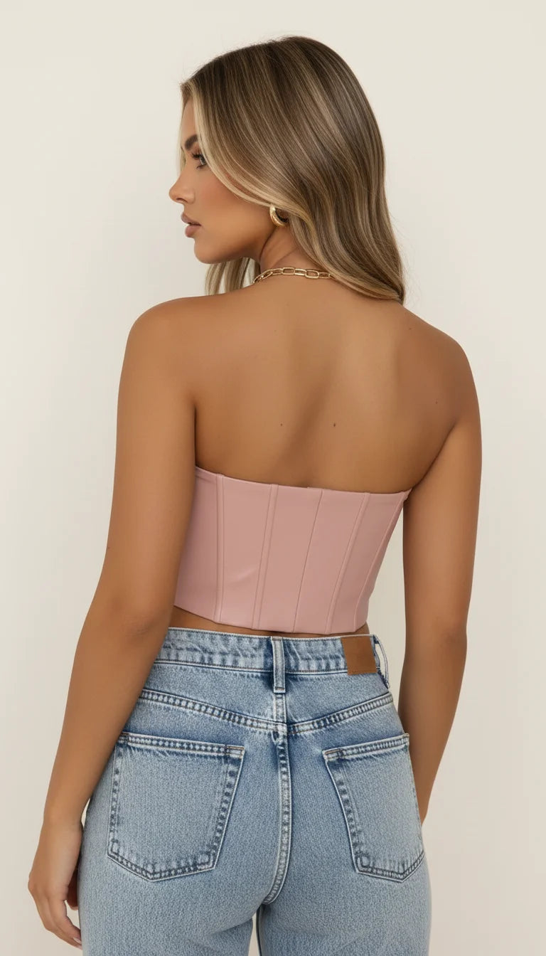 Corset élégant Rose en Cuir