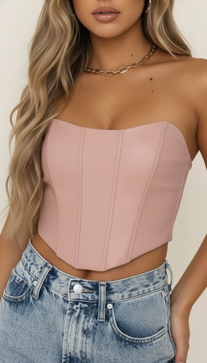 Corset élégant Rose en Cuir