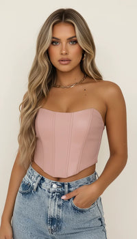 Corset élégant Rose en Cuir