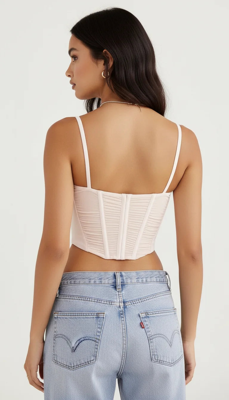 Corset élégant Rose Froncé