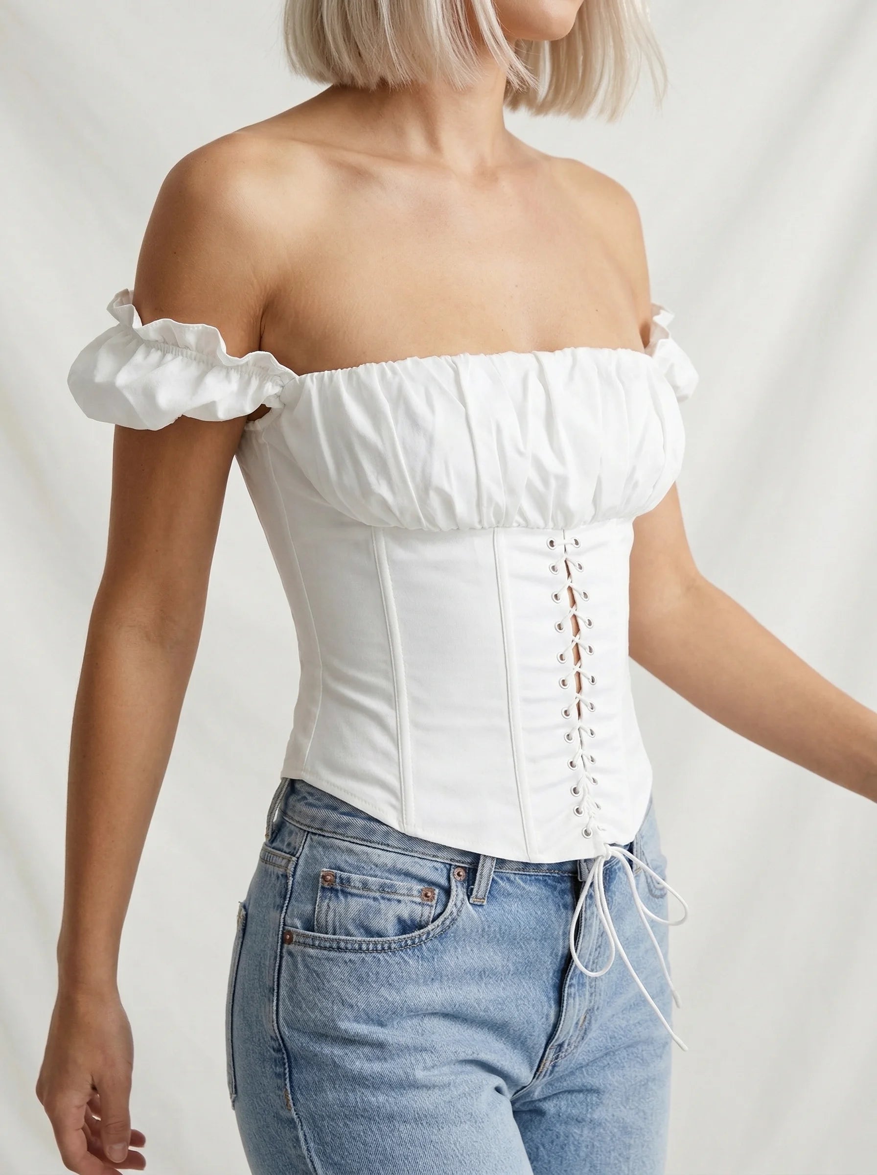 Corset Femme Blanc - Vue mouvement (petite)