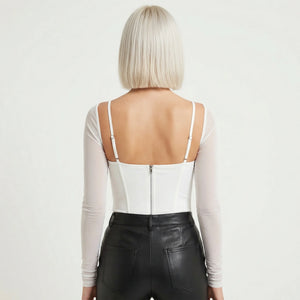 Corset Femme En Maille Blanche - Vue dos (petite)