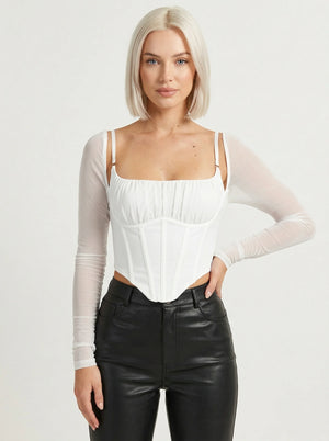 Corset Femme En Maille Blanche - Vue principale (petite)