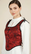 Corset Gilet Brocart Rouge