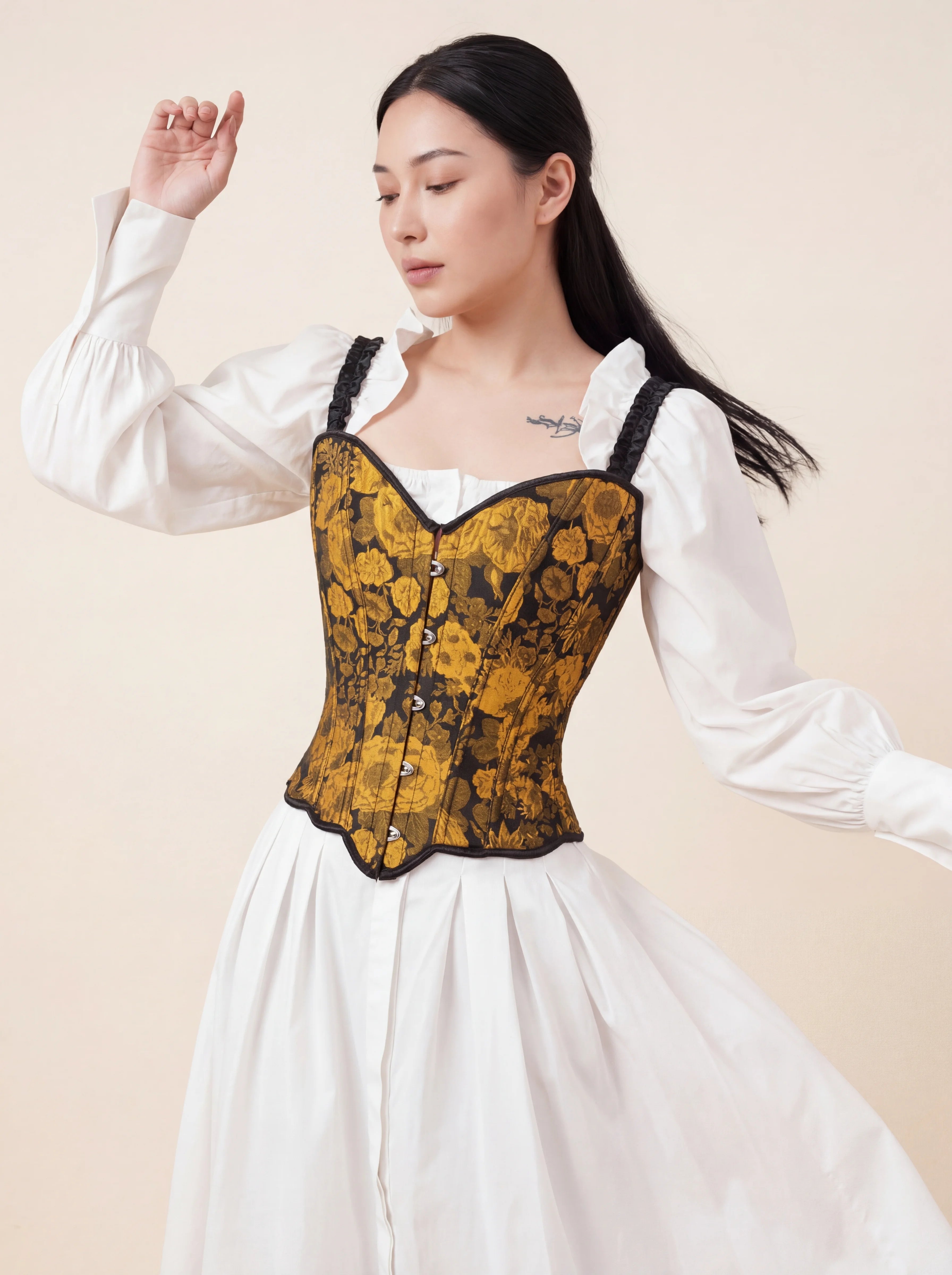 Corset Femme Gothique - Vue mouvement (curvy)