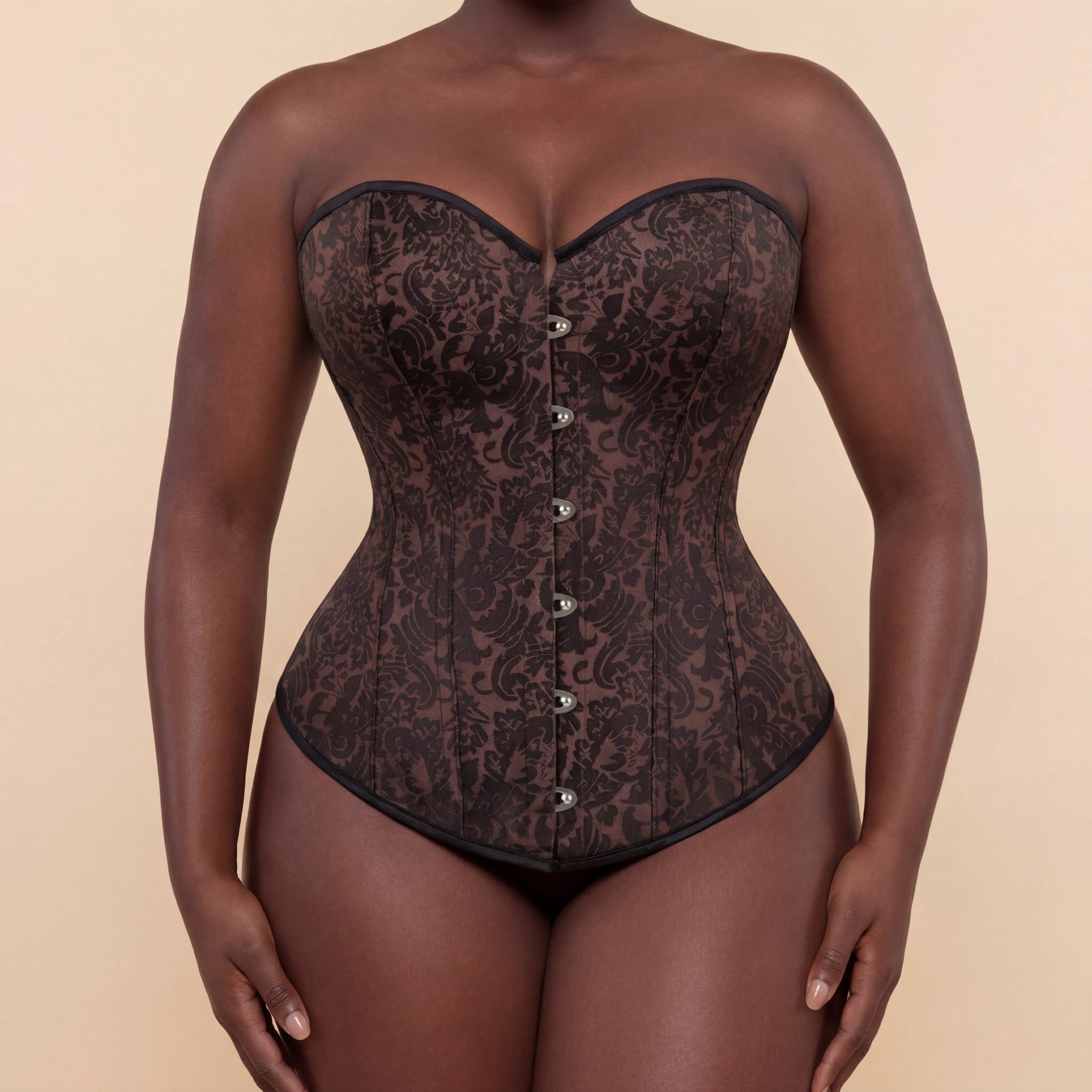 Corset Steampunk Gothique - Vue face (curvy)