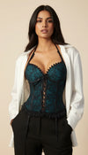 Corset Halter Dentelle Bleu Pétrole