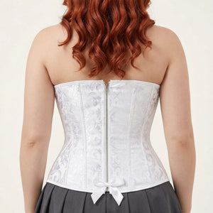 Corset Jacquard Blanc - Vue dos (plus-size)