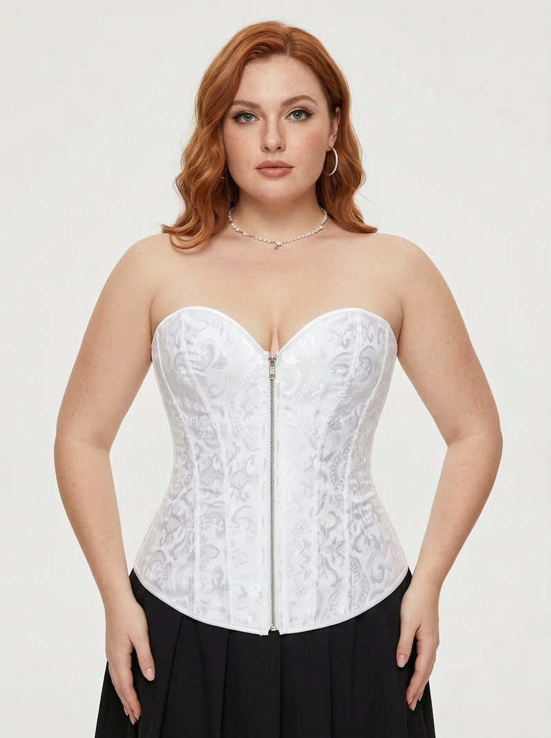 Corset Jacquard Blanc - Vue principale (plus-size)