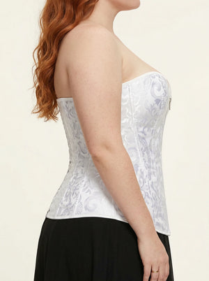 Corset Jacquard Blanc - Vue profil (plus-size)