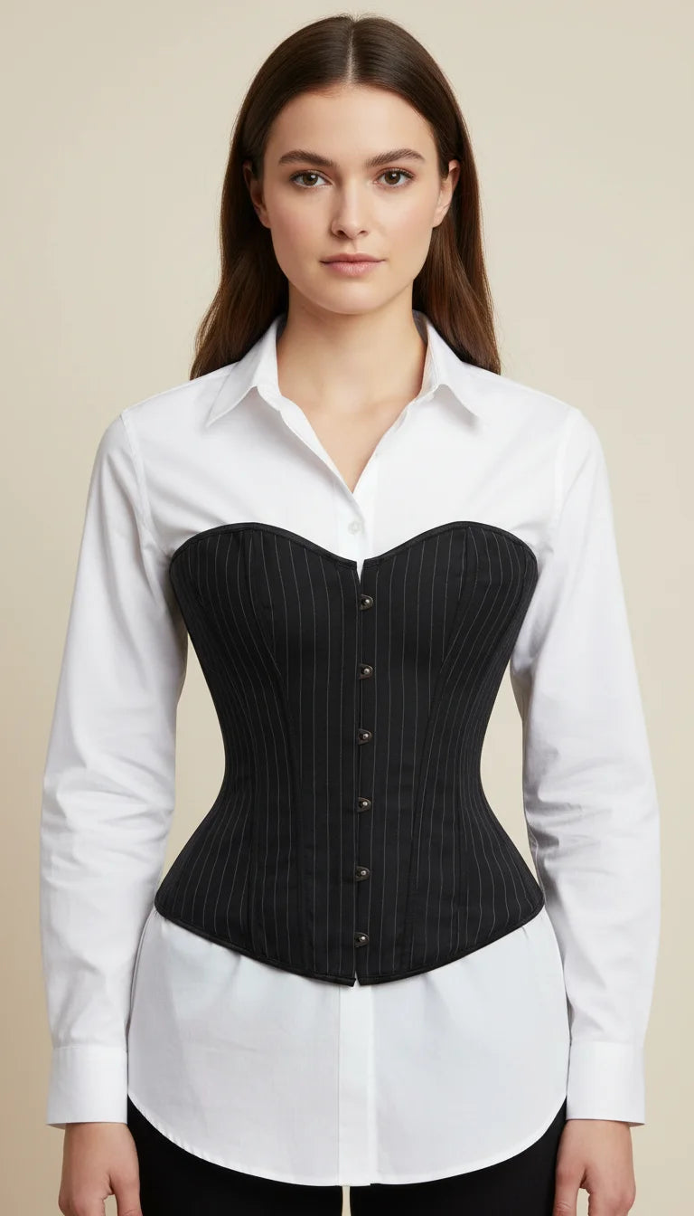 Corset Noir à Rayures Fines
