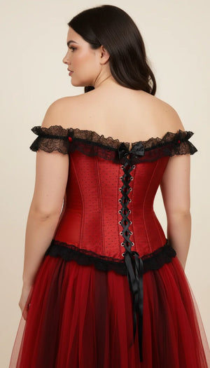 Corset Jupe Rouge Élégant - Vue dos