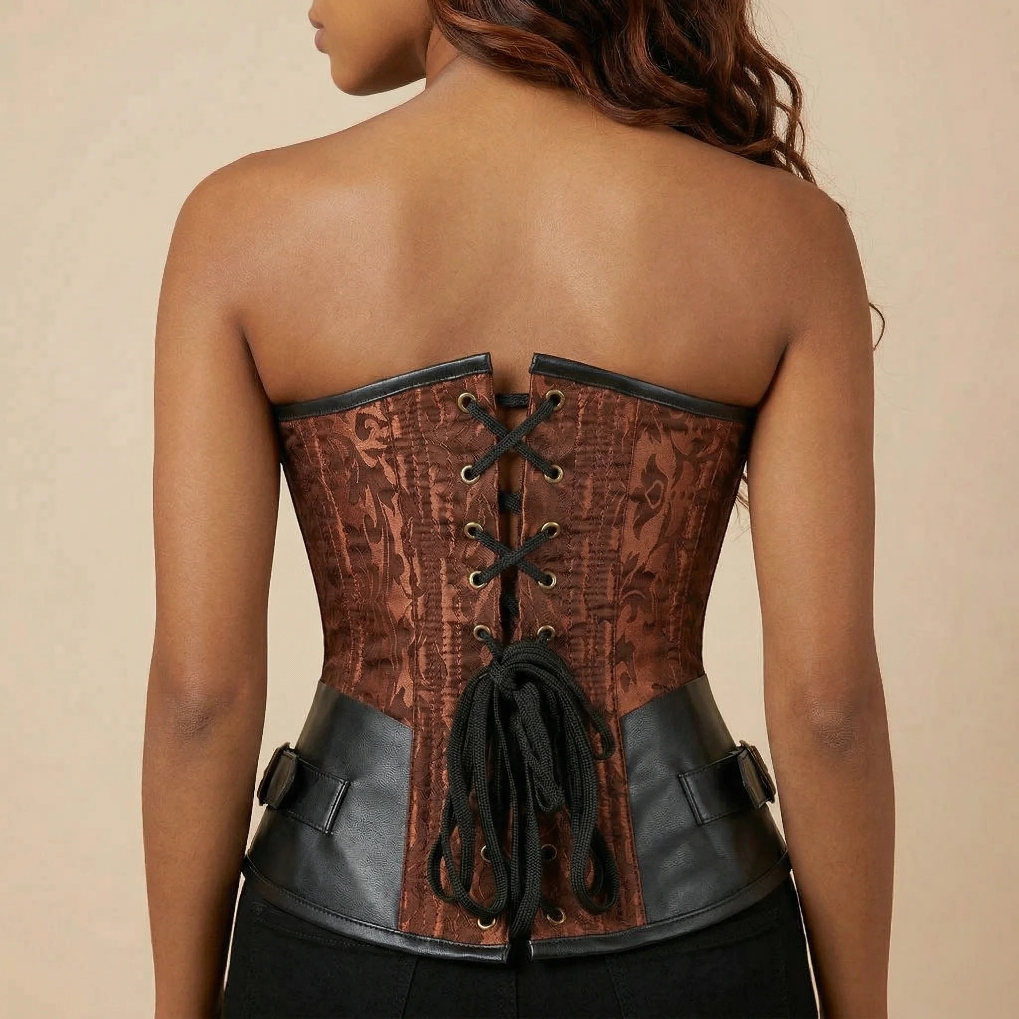 Corset Cuir Femme Médiéval - Vue dos (moyenne)