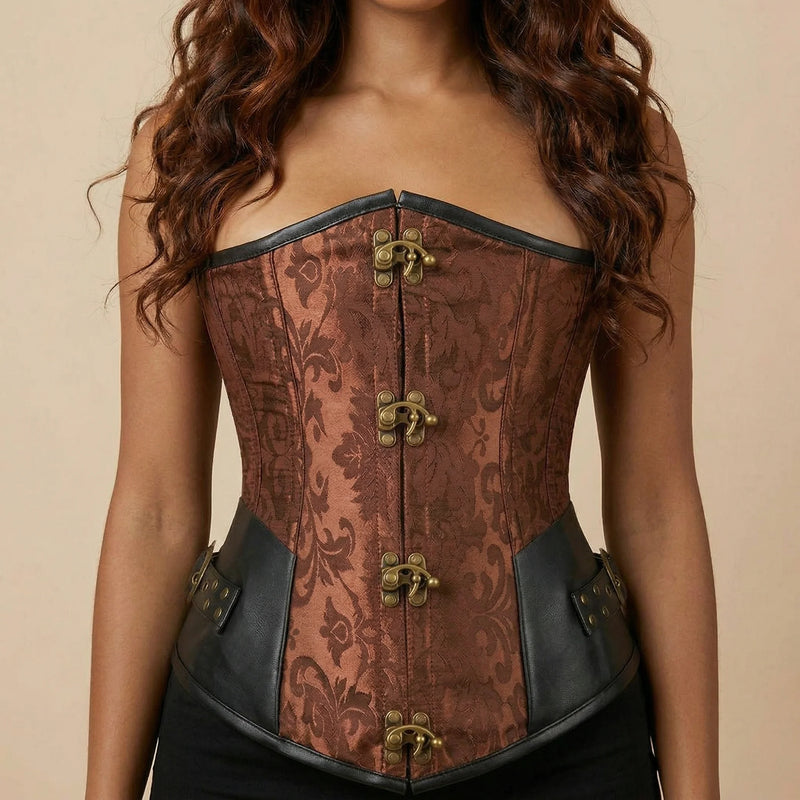 Corset Cuir Femme Médiéval - Vue face (moyenne)
