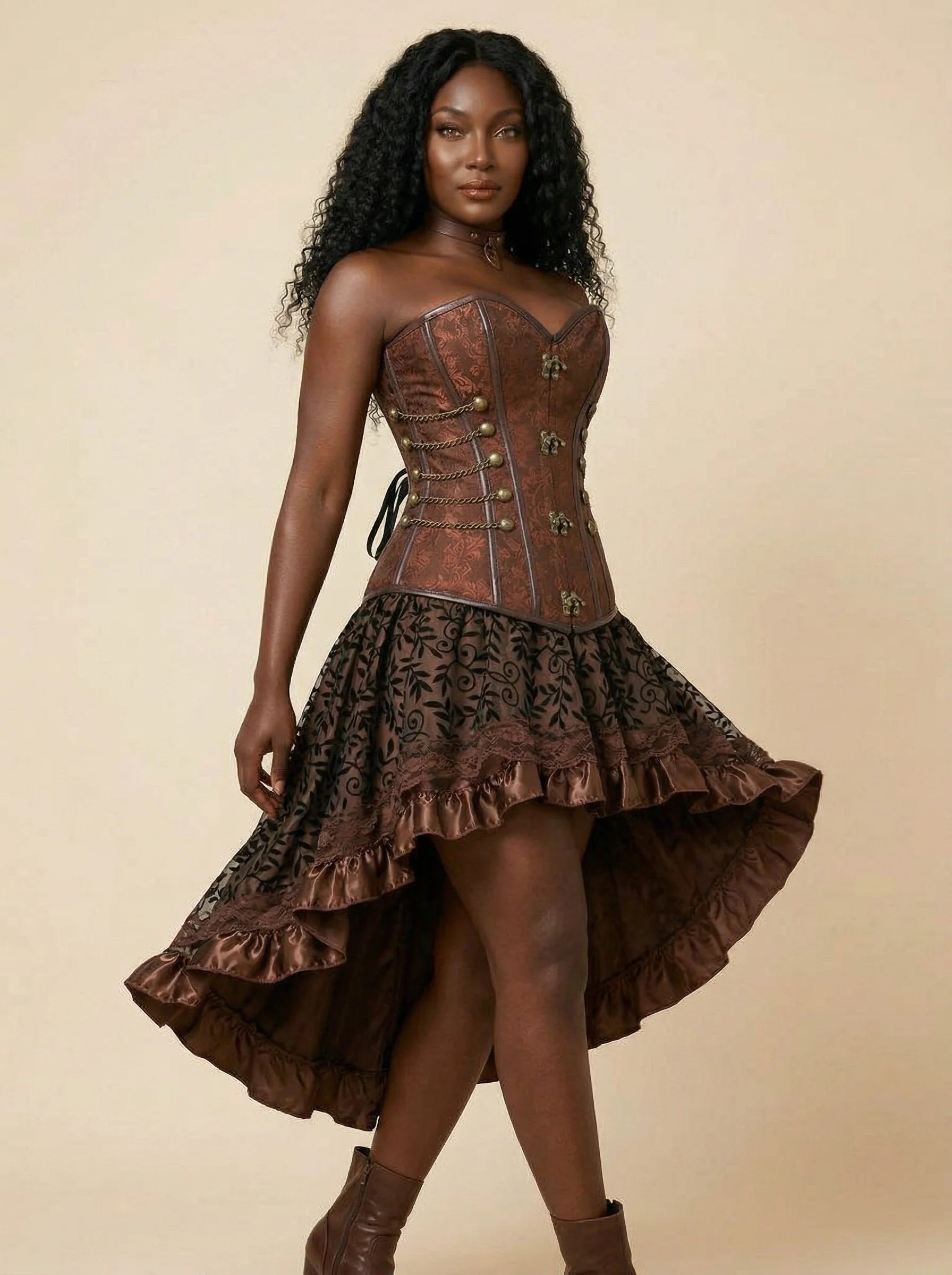 Corset Déguisement Pirate Femme - Vue mouvement (curvy)