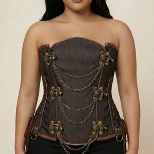Corset Femme Steampunk - Vue face (plus-size)