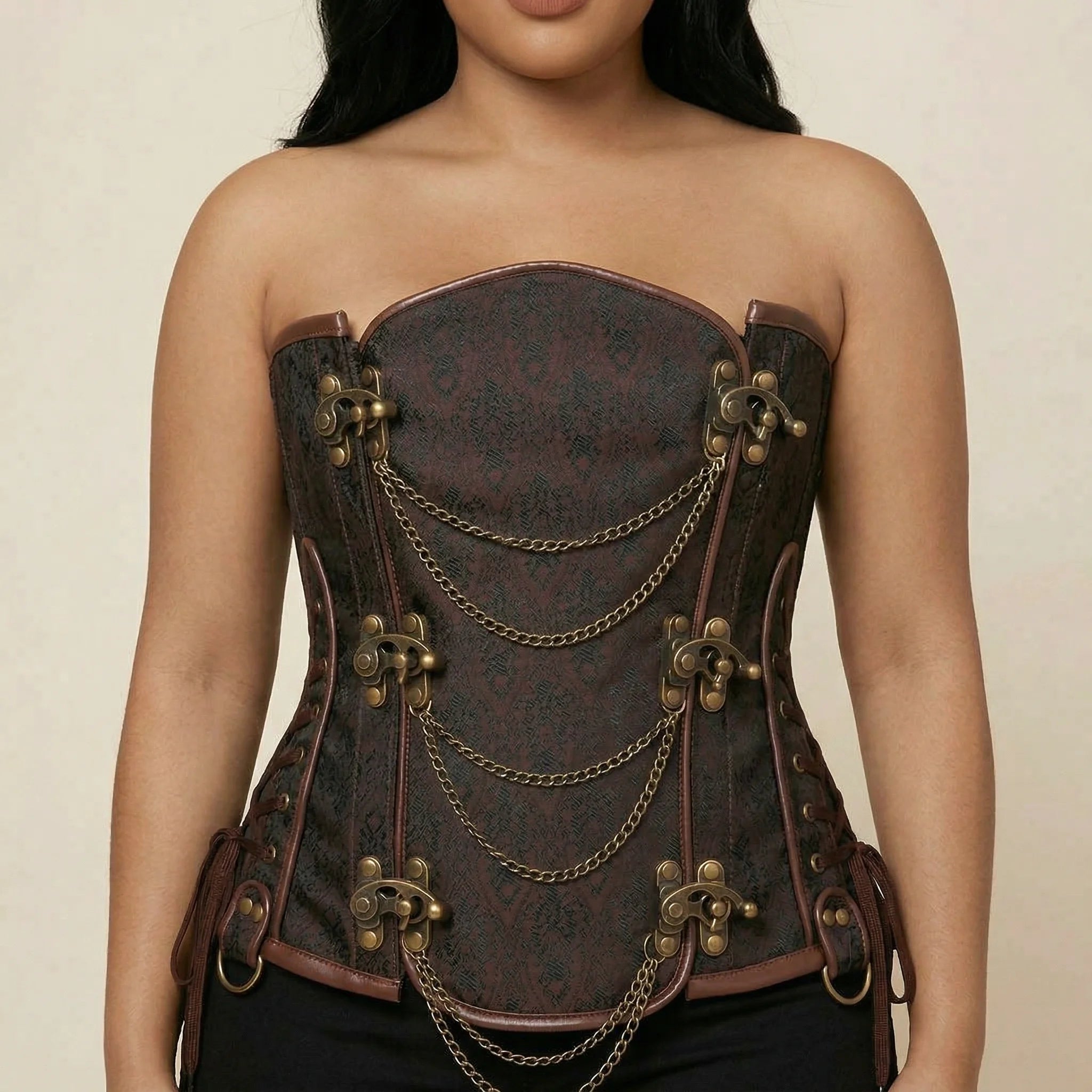 Corset Femme Steampunk - Vue face (plus-size)