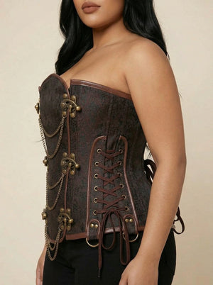 Corset Femme Steampunk - Vue profil (plus-size)