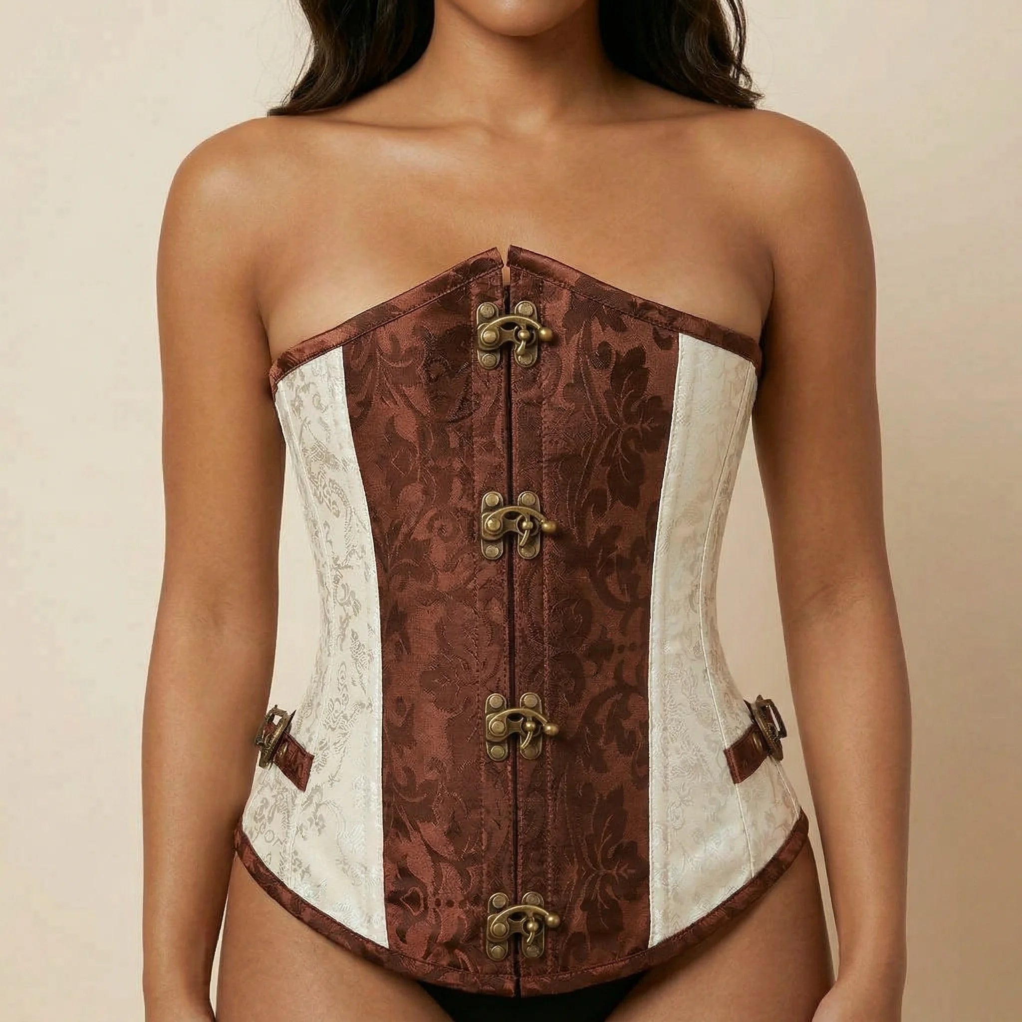 Corset Marron Steampunk - Vue face (petite)