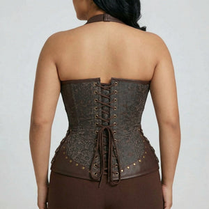Corset Marron en Cuir - Vue dos (curvy)