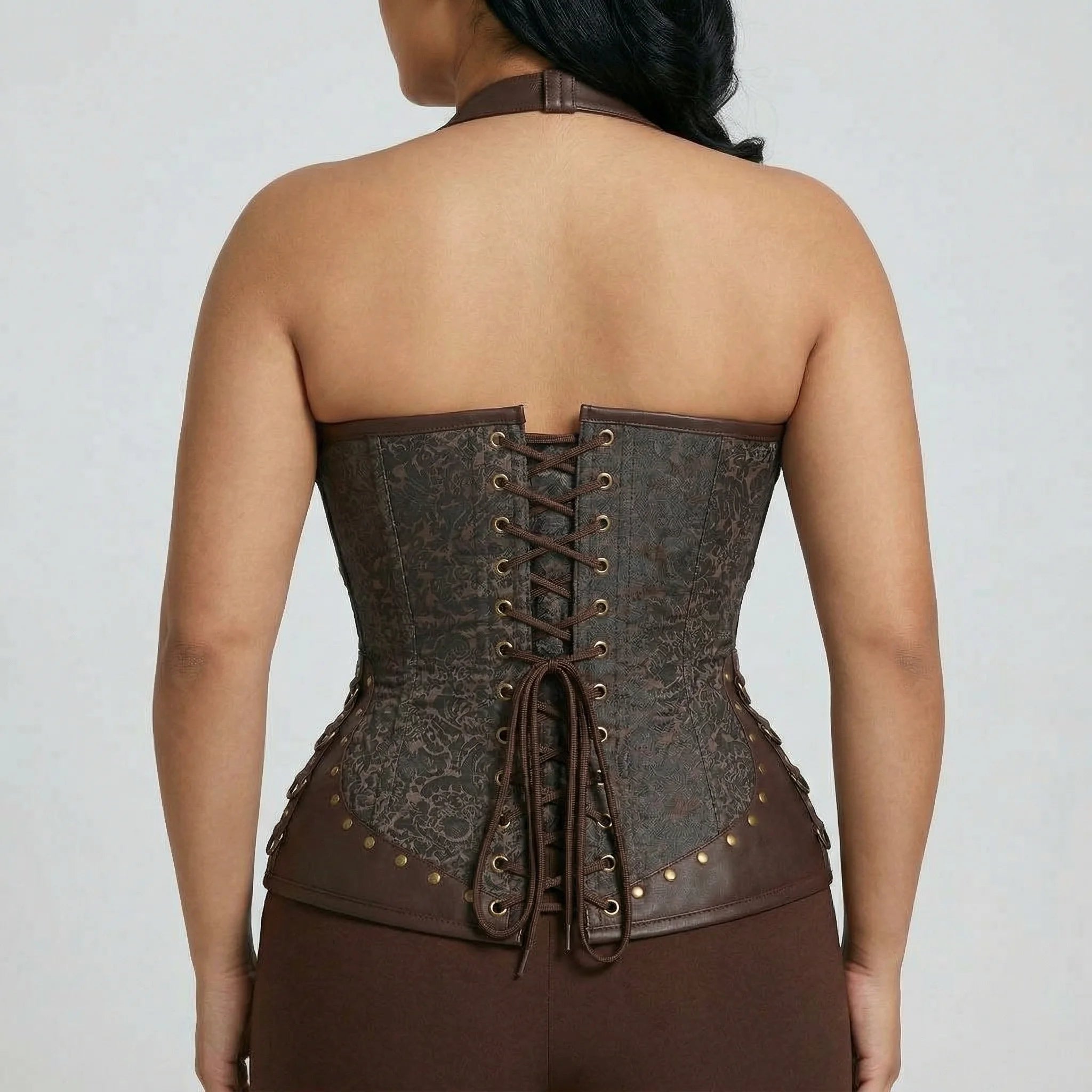 Corset Marron en Cuir - Vue dos (curvy)