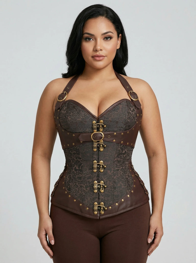 Corset Marron en Cuir - Vue principale (curvy)