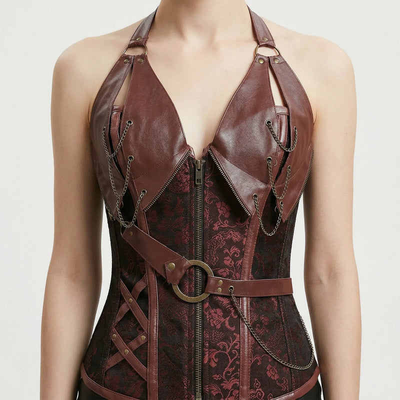 Corset Marron Pirate - Vue face (petite)